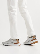 Brunello Cucinelli - Leather and Suede-Trimmed Mesh Sneakers - White