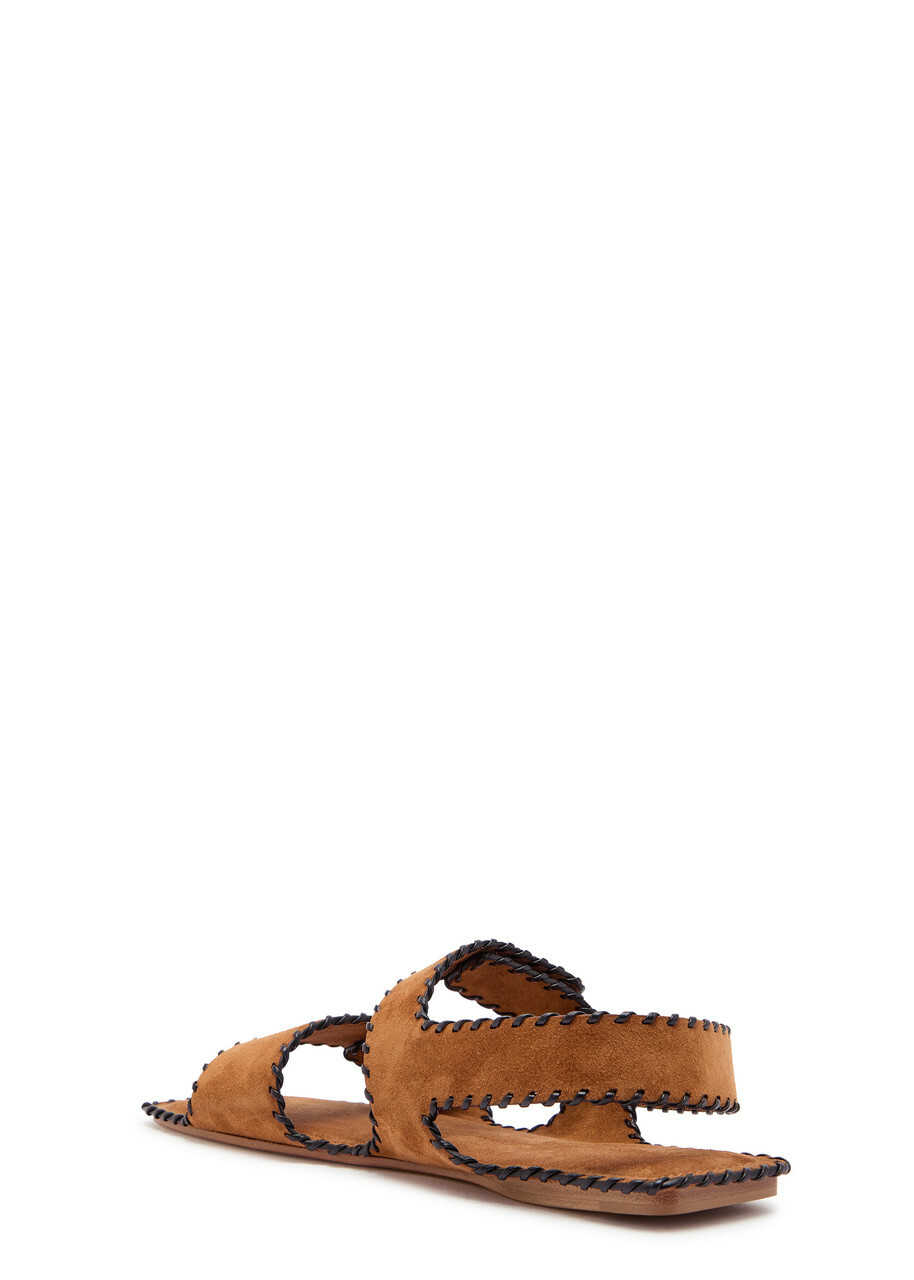 Khaite Boden Whipstitch Suede Sandals Brown