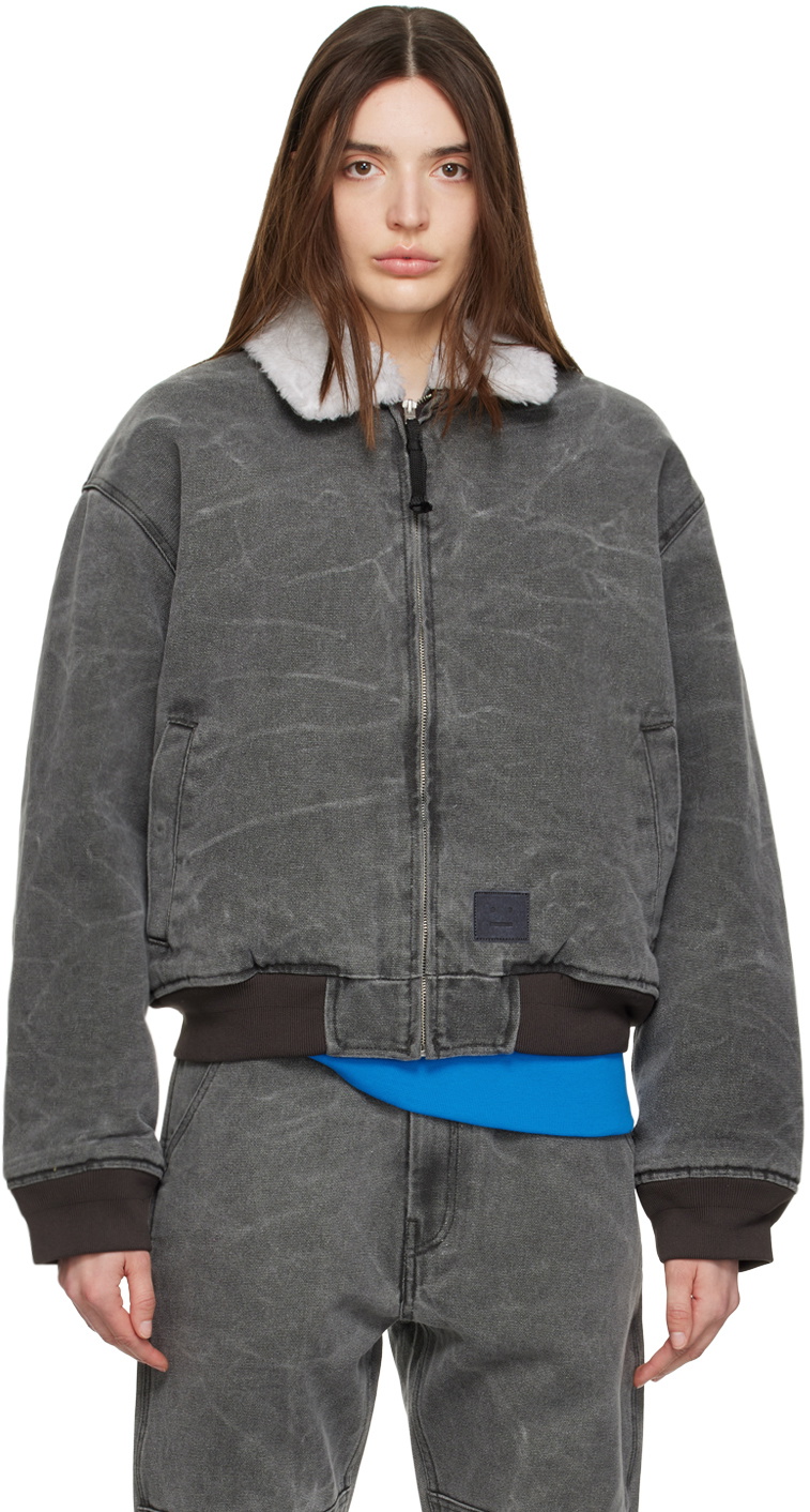 Acne Studios Gray Zip Bomber Jacket Acne Studios