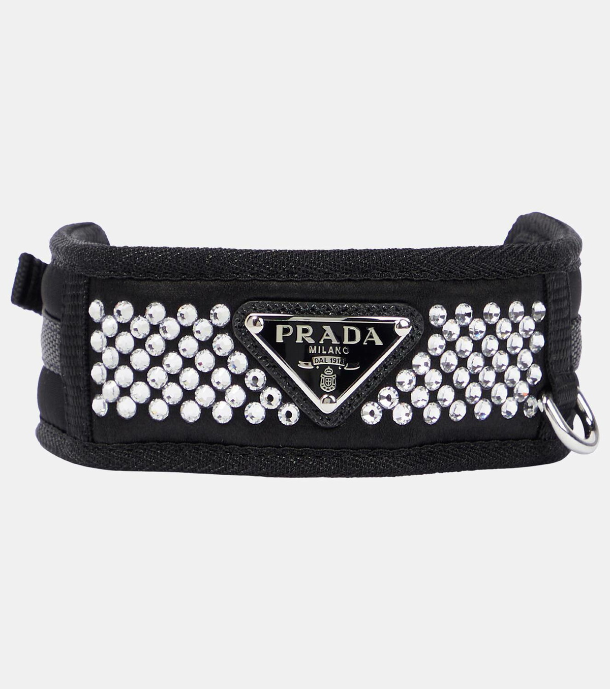 Prada Logo crystal-embellished dog collar