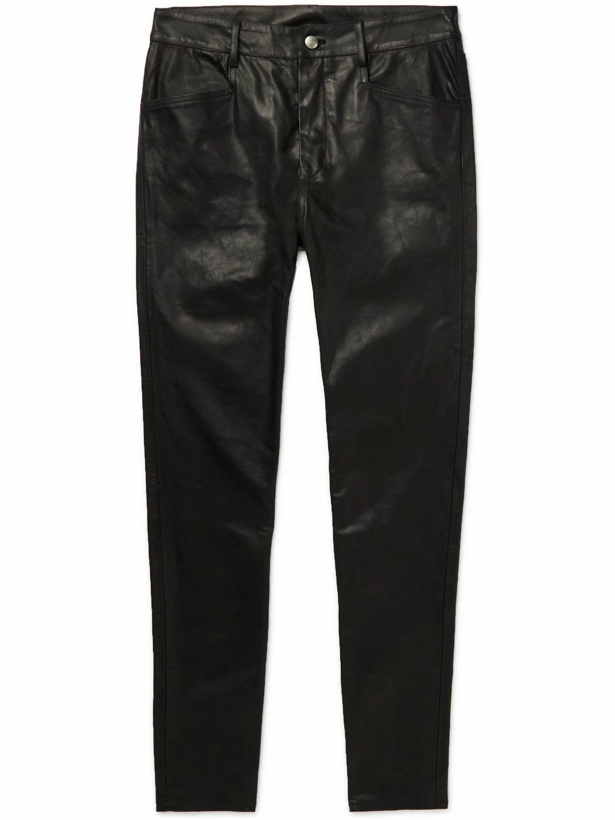 Photo: Rick Owens - Tyrone Skinny-Fit Leather Trousers - Black