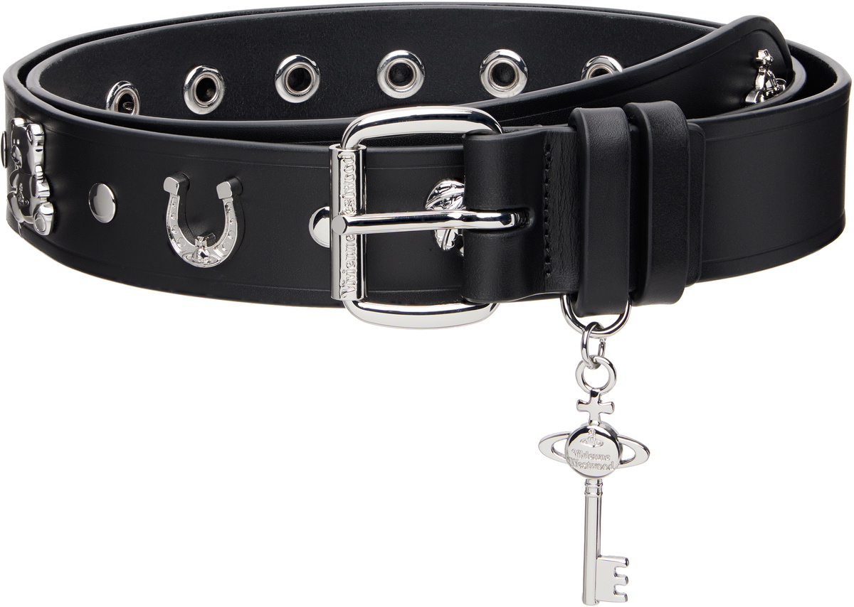 Vivienne Westwood Bas Relief Orb-embellished Leather Belt Black