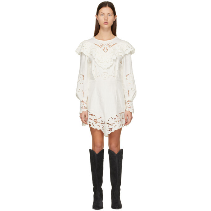 White High Neck Lace Dress Isabel Marant