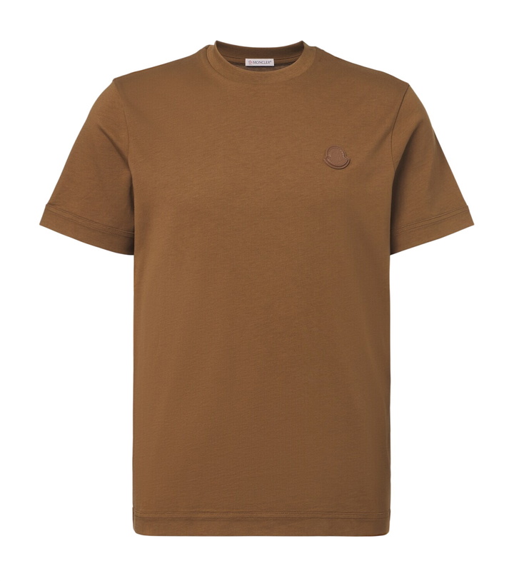 Photo: Moncler Leather-trimmed cotton jersey T-shirt