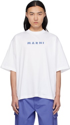 Marni White Crewneck Checked 'Marni' Logo T-shirt