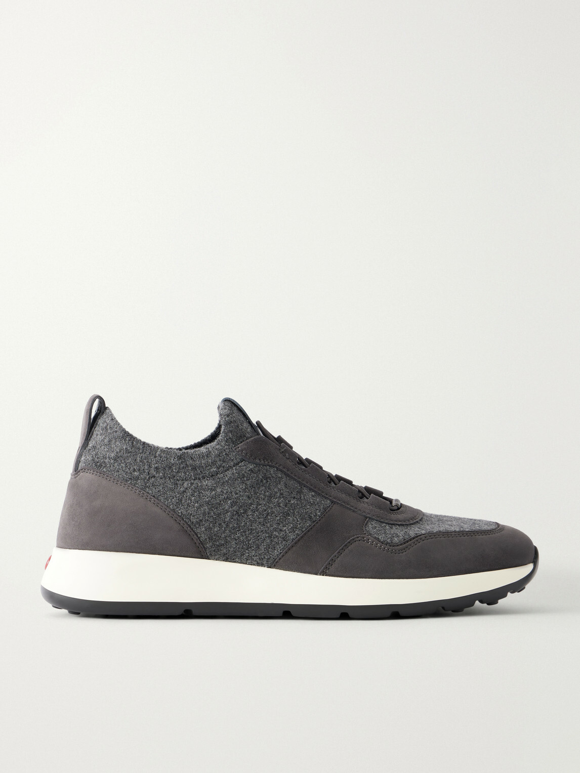 Tod's - Suede-Trimmed Wool-Knit Sneakers - Gray