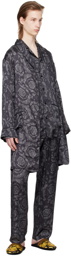 Versace Underwear Black Barocco Robe