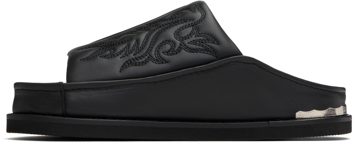Toga Virilis Black Embroidered Sandals