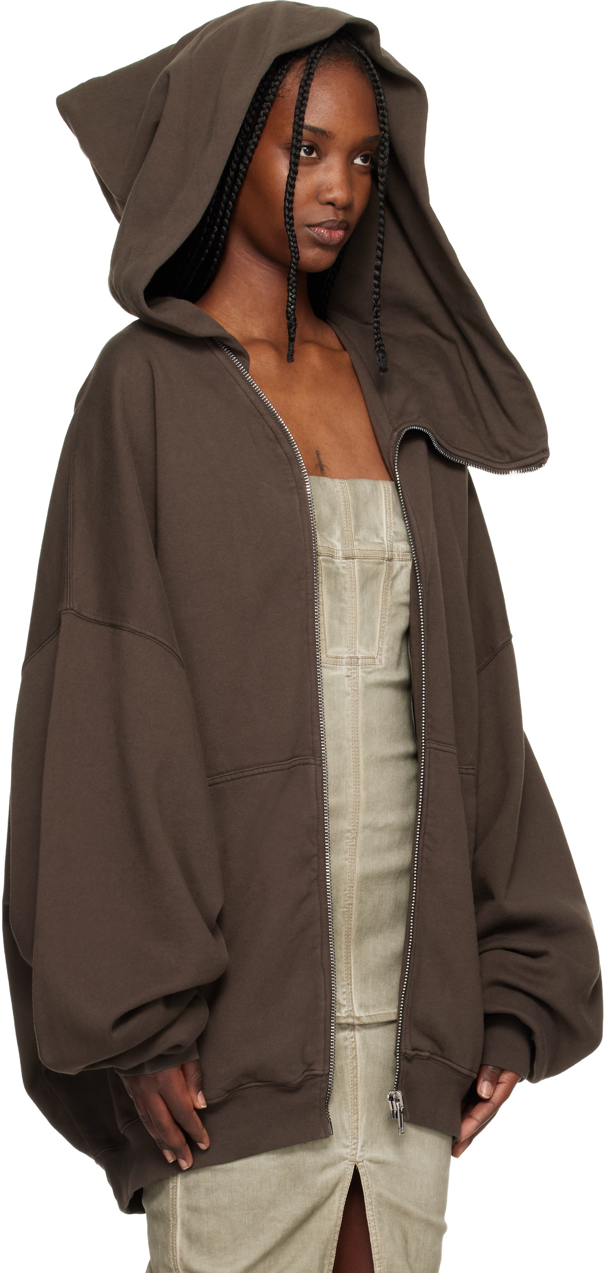 Rick Owens DRKSHDW Gray Temple Mountain Hun Hoodie