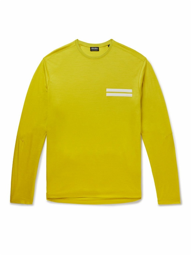 Photo: Zegna - Logo-Print High Performance™ Wool T-Shirt - Yellow