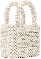 Shrimps White Mini Faux-Pearl Antonia Top Handle Bag