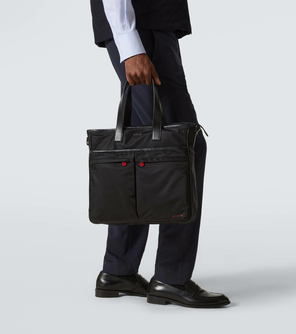 Kiton Leather-trimmed tote bag