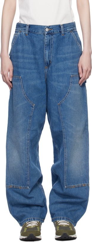 Photo: Carhartt Work In Progress Blue Brandon Double Knee Jeans