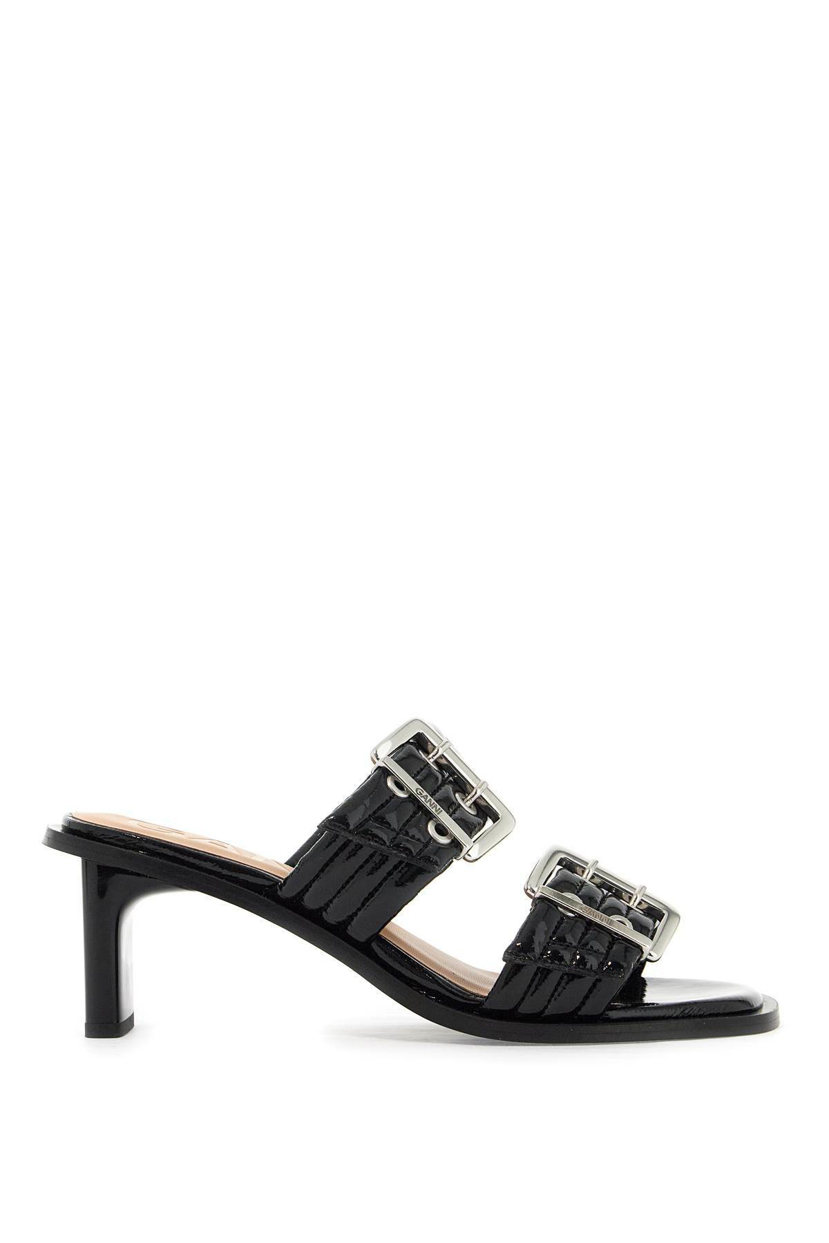GANNI Women's Chunky Buckle Open Cut Pump in Black GANNI