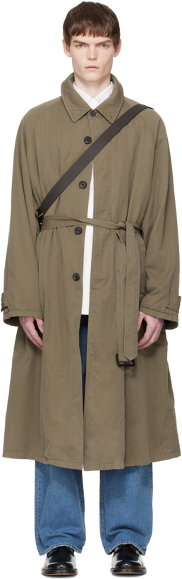 Photo: stein Taupe Cotton Rayon Vintage Padded Balmacaan Coat