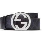 Gucci - 4cm Black Monogrammed Coated-Canvas Belt - Black