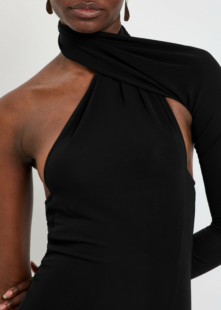 Courrèges One-shoulder Stretch-crepe Gown Black