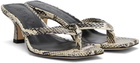 Aeyde Off-White & Black Wilma Leather Thong Heeled Sandals