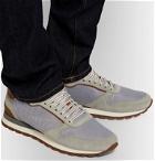 Brunello Cucinelli - Leather-Trimmed Suede and Mesh Sneakers - Gray