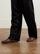 Yuketen - Chamula Punta Mita Woven Leather Backless Loafers - Brown