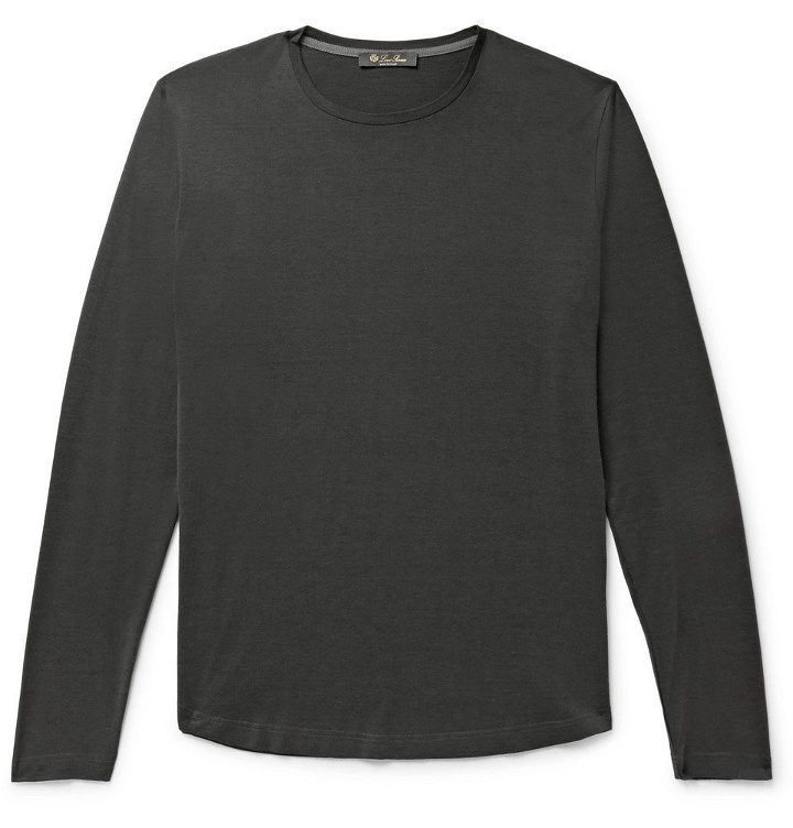 Photo: Loro Piana - Slim-Fit Silk and Cotton-Blend Jersey T-Shirt - Men - Charcoal