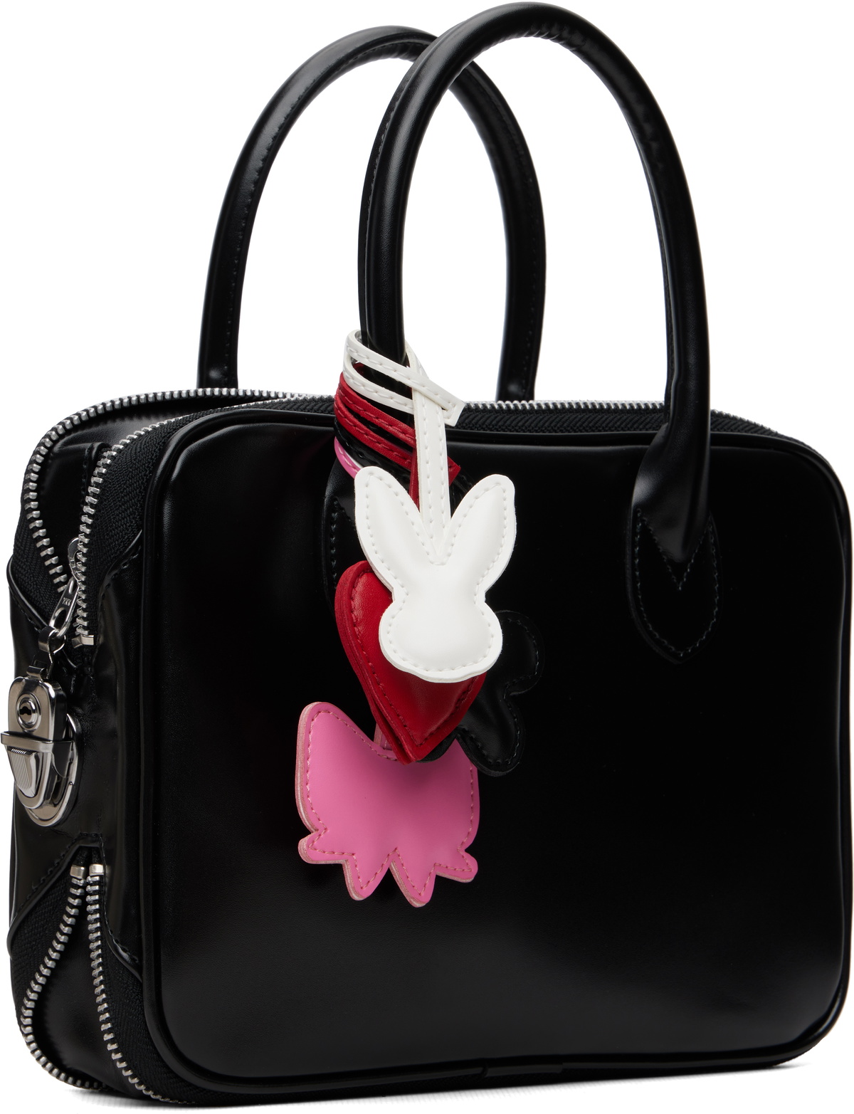 Comme des Garçons Girl Black Faux Leather Keychain Bag