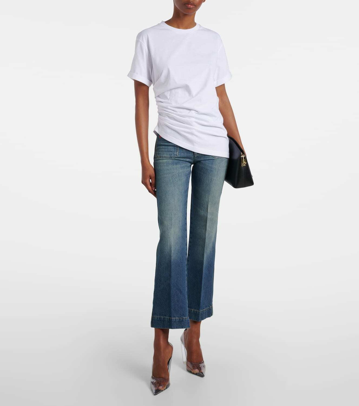 Victoria Beckham Gathered cotton jersey T-shirt