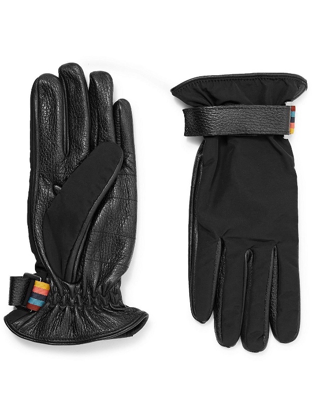 Photo: Paul Smith - Wool-Blend Lined Full-Grain Leather and Shell Gloves - Black