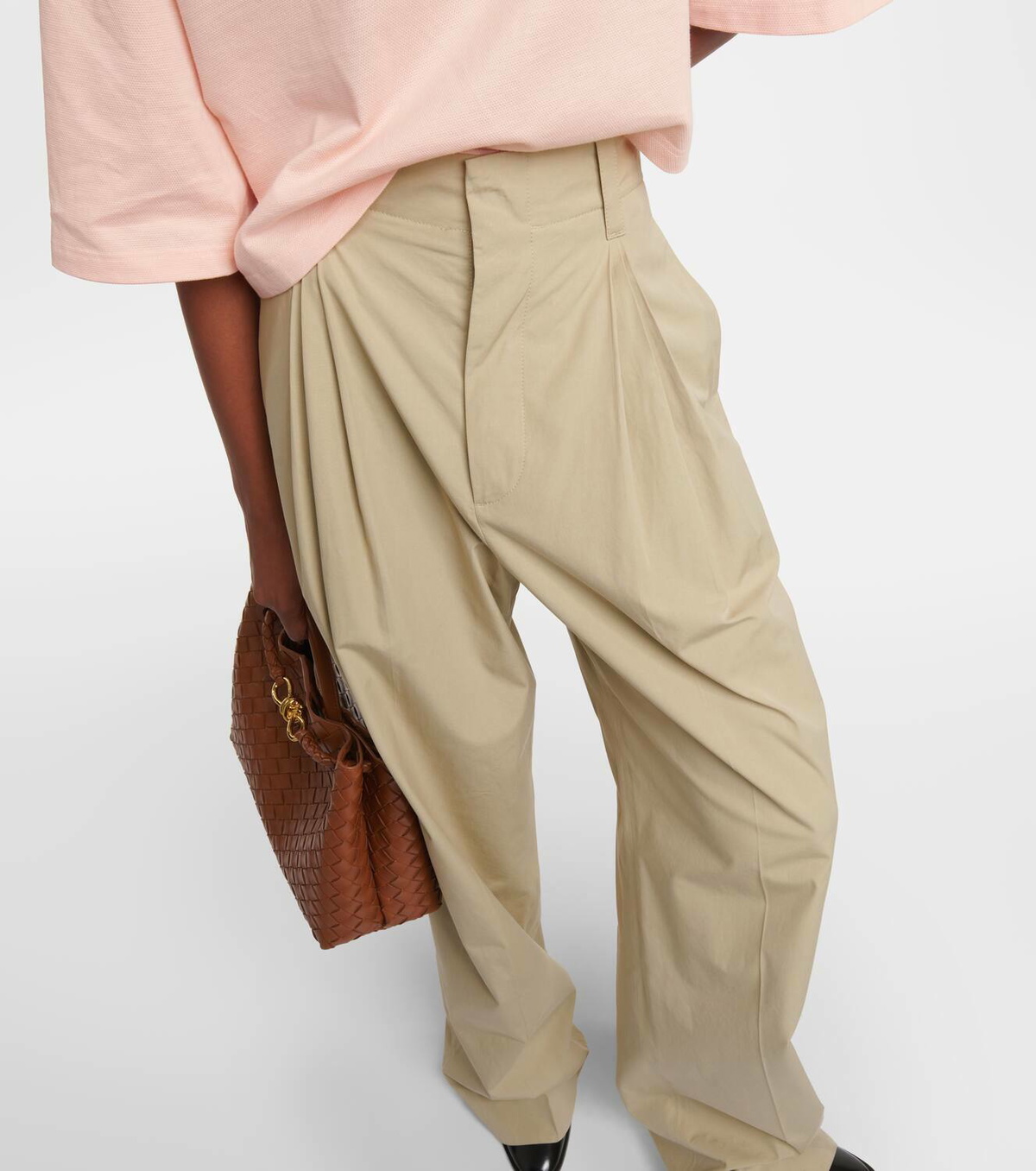 パンツ Bottega Veneta Cotton And Silk Wide-Leg Pants Bottega Veneta Mid-rise cotton and silk wide-leg pants