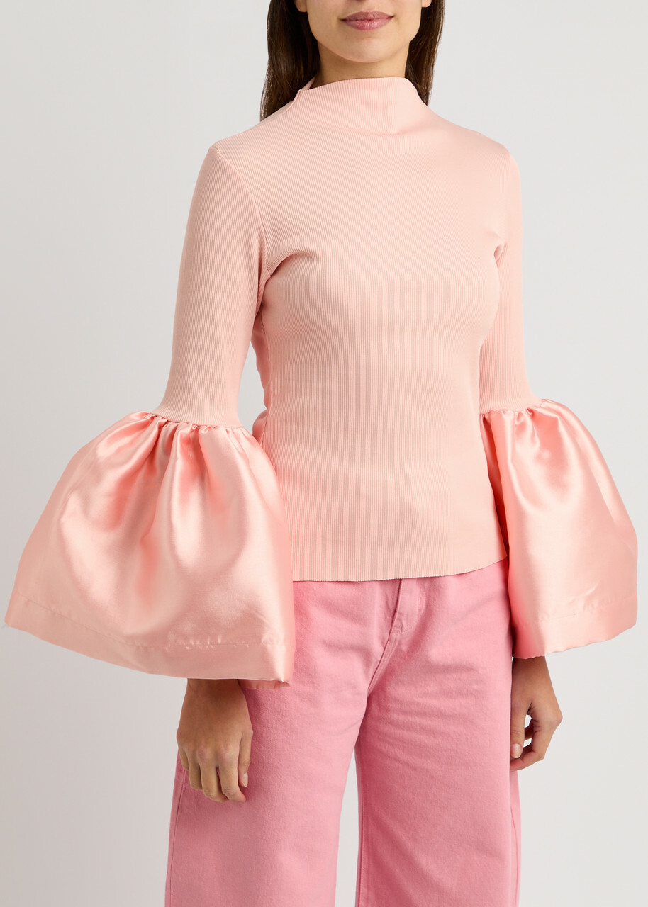 Marques' Almeida Ribbed Stretch-cotton and Taffeta top Pink