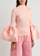 Marques' Almeida Ribbed Stretch-cotton and Taffeta top Pink