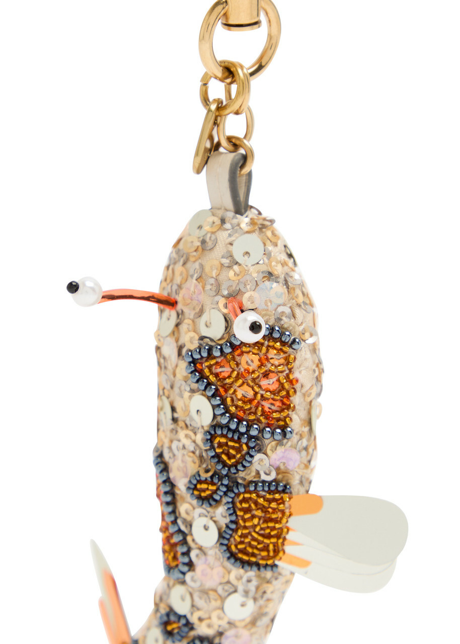 Anya Hindmarch Koi Fish Embellished Leather and Satin bag Charm - Silver - One Size
