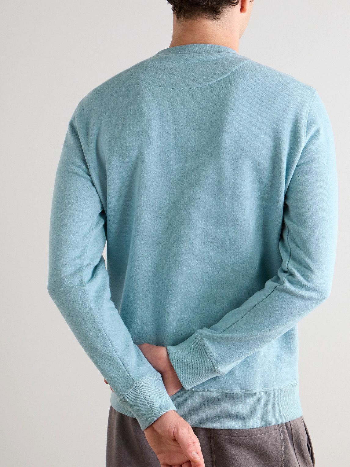 Kingsman - Logo-Embroidered Cotton and Cashmere-Blend Jersey Sweatshirt - Blue