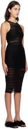 Fleur du Mal Black Ruched Midi Dress
