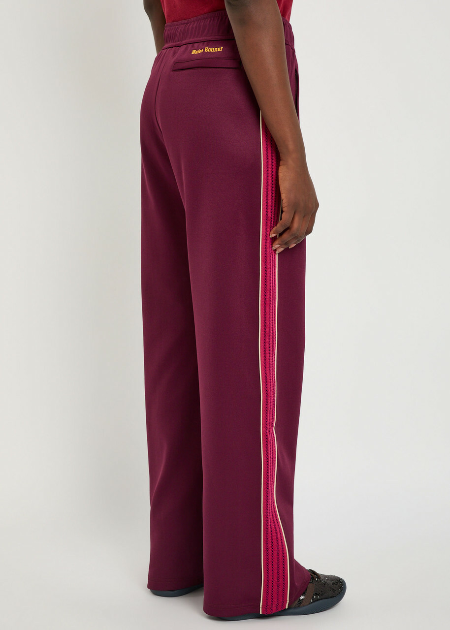 Wales Bonner Mantra Panelled Satin-jersey Track Pants Burgundy