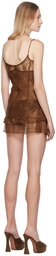 KIM SHUI Brown Lace-Up Minidress