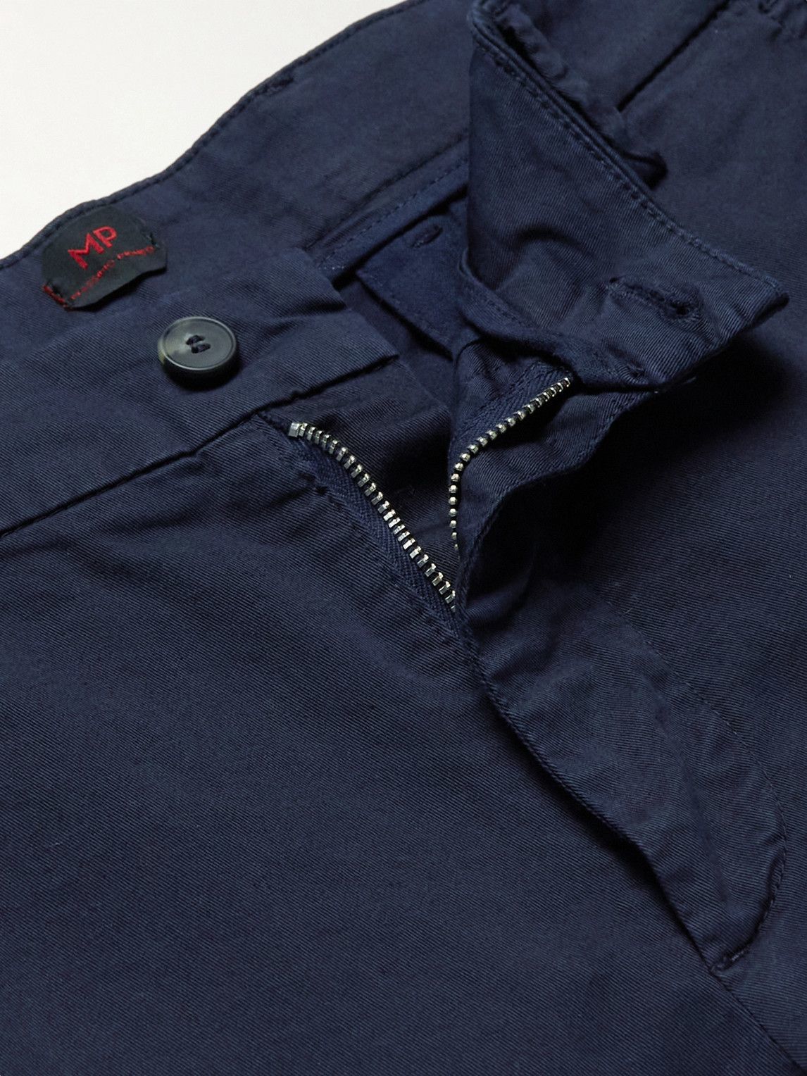 MP Massimo Piombo - Straight-Leg Cotton-Blend Gabardine Bermuda Shorts - Blue