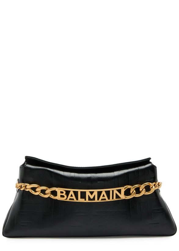 Photo: Balmain 1945 Logo-monogrammed Leather Clutch - Black - One Size