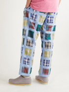 Stussy - Patchwork Checked Cotton-Poplin Trousers - Blue