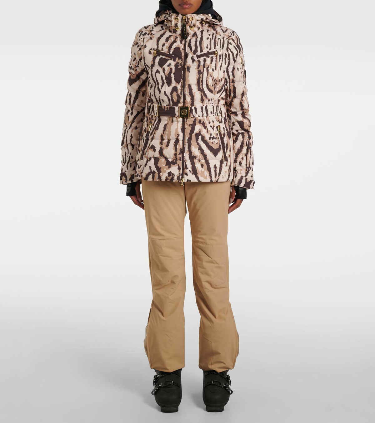Bogner Ellya leopard-print belted ski jacket
