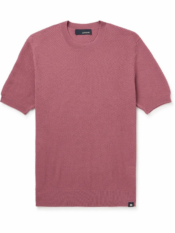 Photo: Lardini - Slim-Fit Honeycomb-Knit Cotton T-Shirt - Pink