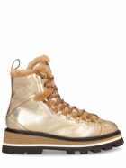 JIMMY CHOO - Metallic Leather & Fur Hiking Boots