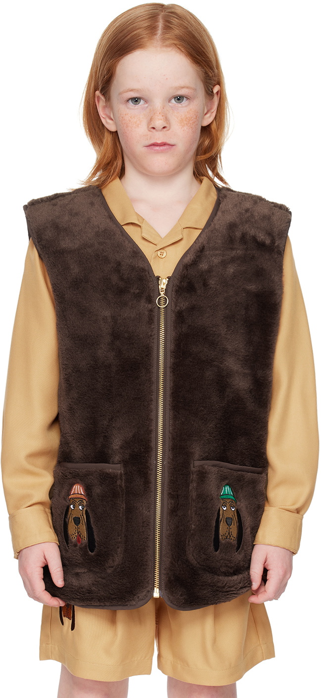 Mini Rodini Kids Brown Bloodhound Faux-Fur Vest Mini Rodini