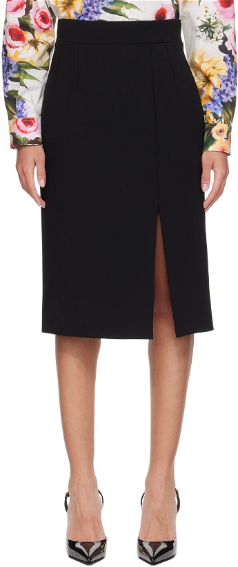 Photo: Dolce&Gabbana Black Slit Midi Skirt