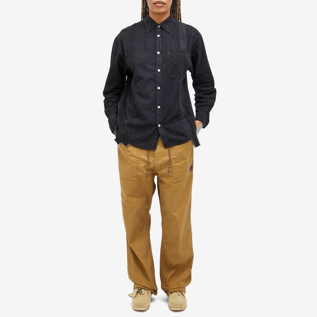Needles 7 Cuts Over Dye Flannel Shirt in Black Needles