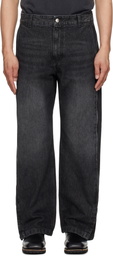 Solid Homme Black Side Zipper Wide Jeans