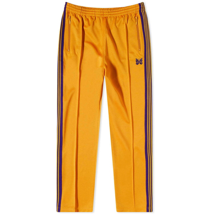 Photo: Needles Men's Poly Narrow Track Pant in Yellow Gold