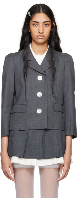 Photo: SHUSHU/TONG Gray Decorative Button Blazer