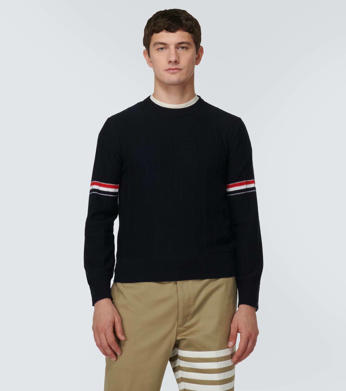 Thom Browne 4-Bar ribbed-knit virgin wool sweater Thom Browne