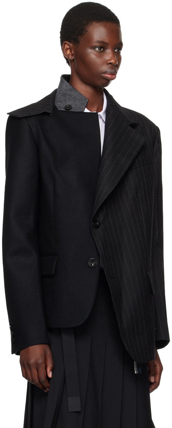 sacai Black Paneled Blazer